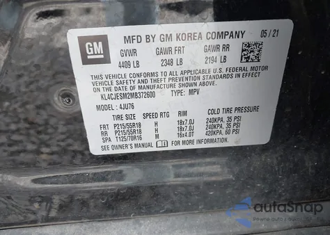 2021 Buick Encore Awd Preferred z USA, uszkodzony, nr VIN KL4CJESM2MB372600